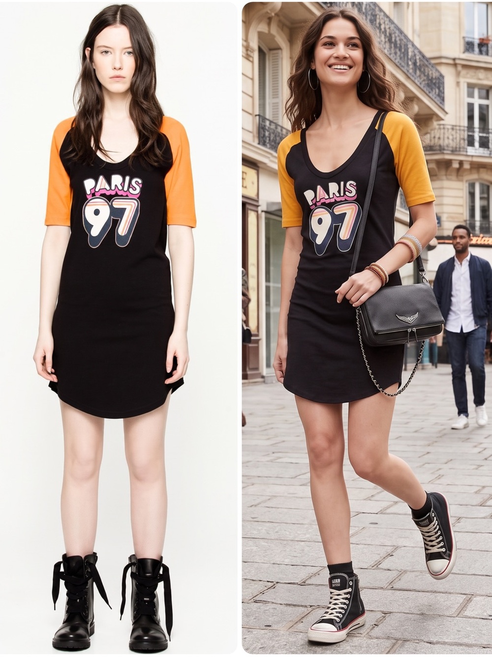 Zadig & Voltaire Rachelle Paris 97 Graphic Cotton Shirt Mini Dress NWOT $398